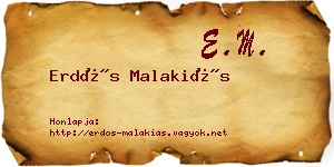 Erdős Malakiás névjegykártya